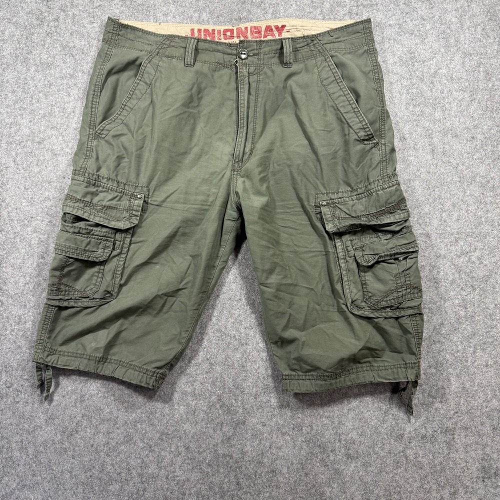 Unionbay Cargo‎ Shorts 38 Olive Green 100% Cotton Multi-Pocket Utility